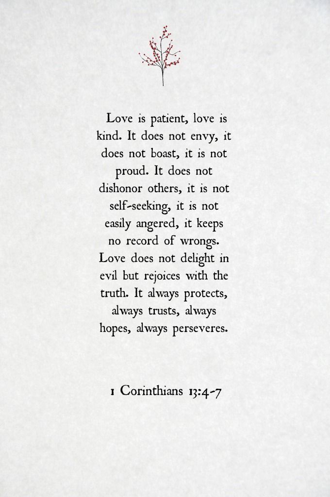 a poem written in black ink on white paper with a red flower and the words love is patient, love as kind it does not envy