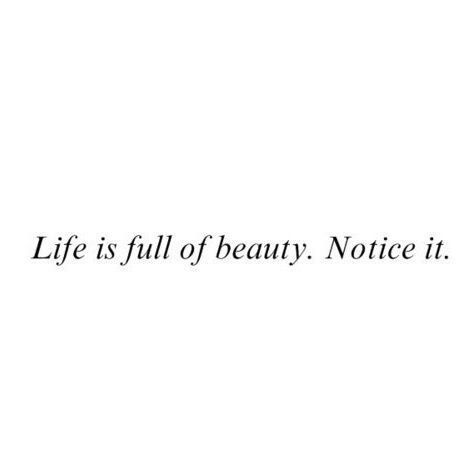 the words life is full of beauty notice it