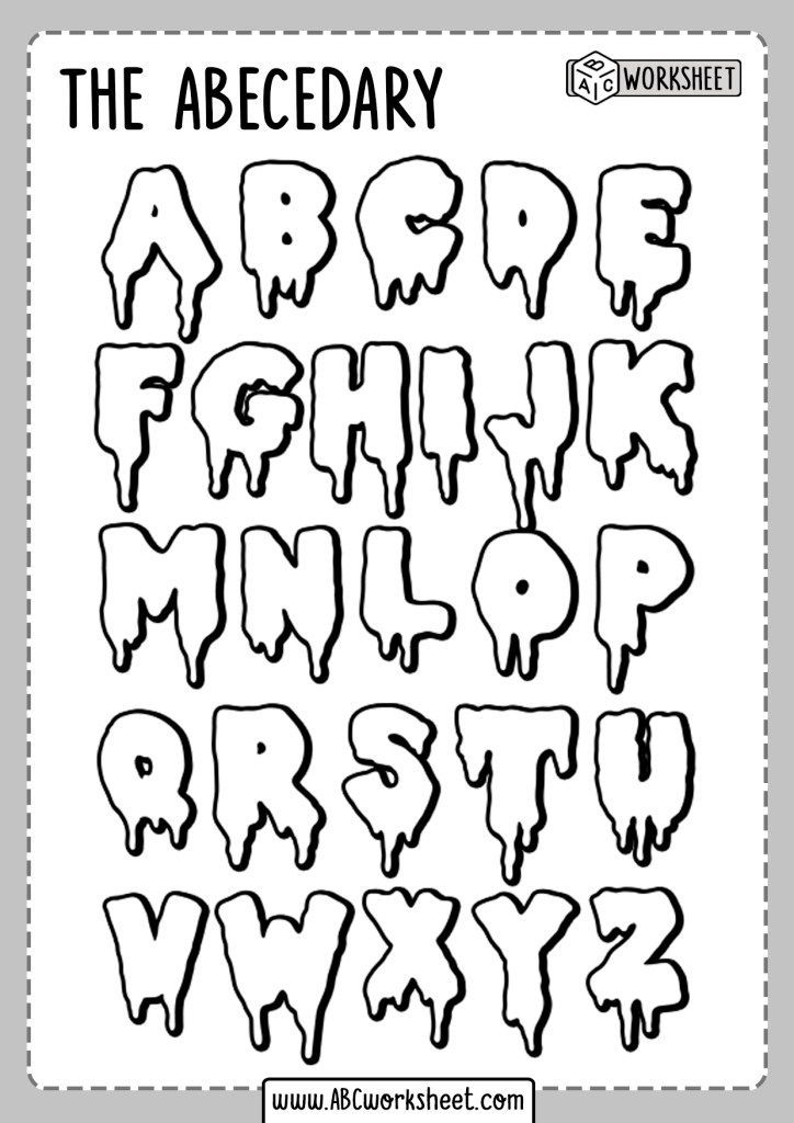 the alphabet is drawn in black and white