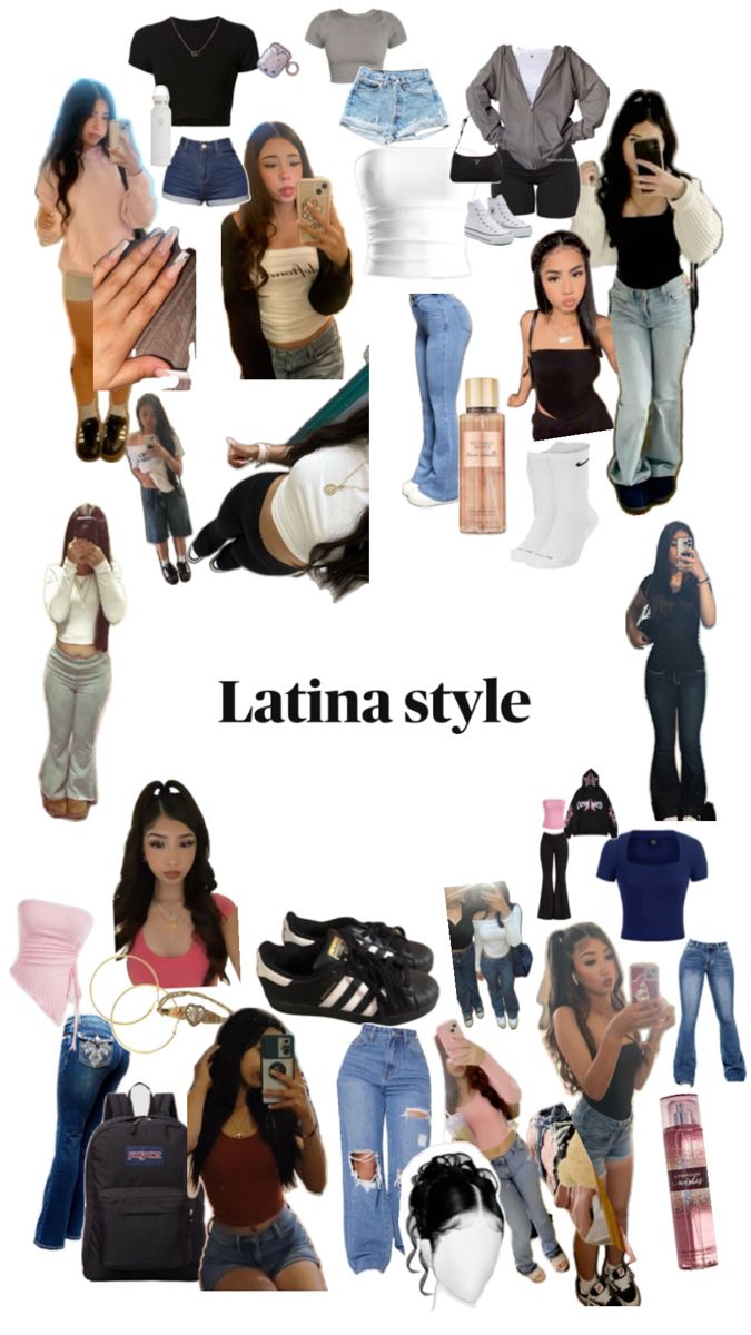 Latina Outfits For Latinas Style, Outfit Ideas For Straight Body Shape, Latina Outfit Aesthetic, Comfy Latina Outfits, Outfits Ideas Latina, Latina Sweatpants Outfit, Latina Outfit Inspo For School, Outfit Ideas Latina Baddie, Rich Latina Aesthetic