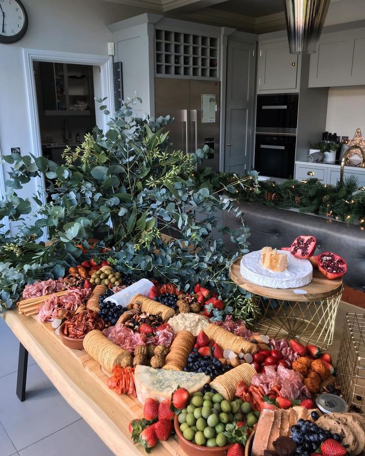 a table filled with lots of different types of food