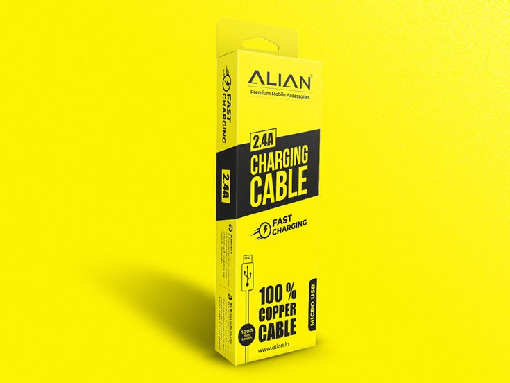 the packaging for an electric cable is shown on a bright yellow background with black and white lettering