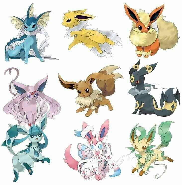 many different types of pokemons are shown in this image, including the pikachu and