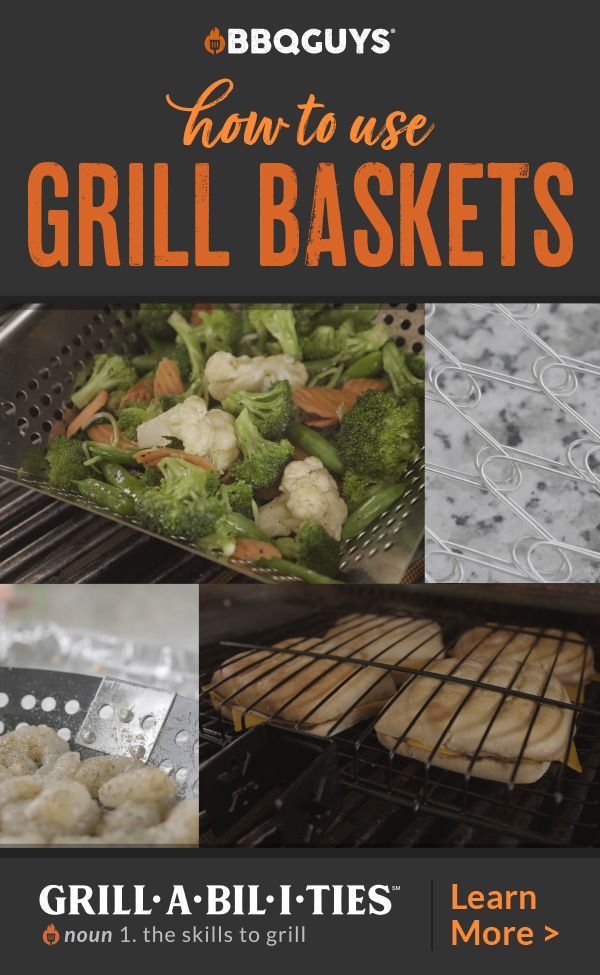 brochure cover for bbq guys how to use grill baskets