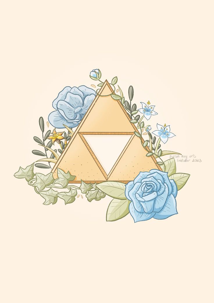 the legend of zelda's triforce symbol surrounded by flowers