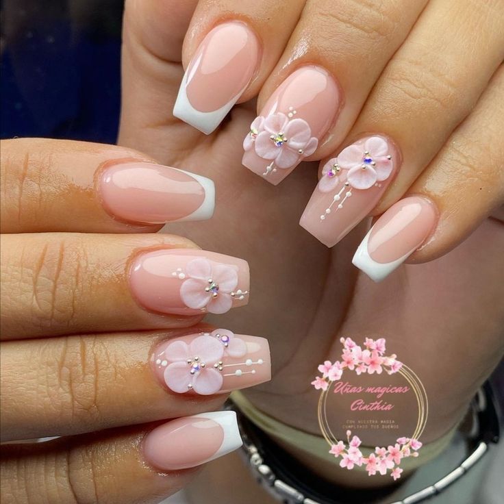 3d Nail Designs, 3d Flower Nails, Bridal Nail Art, Wedding Nails Glitter, Art Designs Ideas, Flower Nail Designs, Rose Gold Nails, Pretty Nail Art Designs, Nail Art Designs Videos