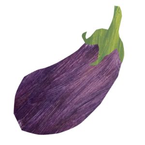 an eggplant painted in purple and green