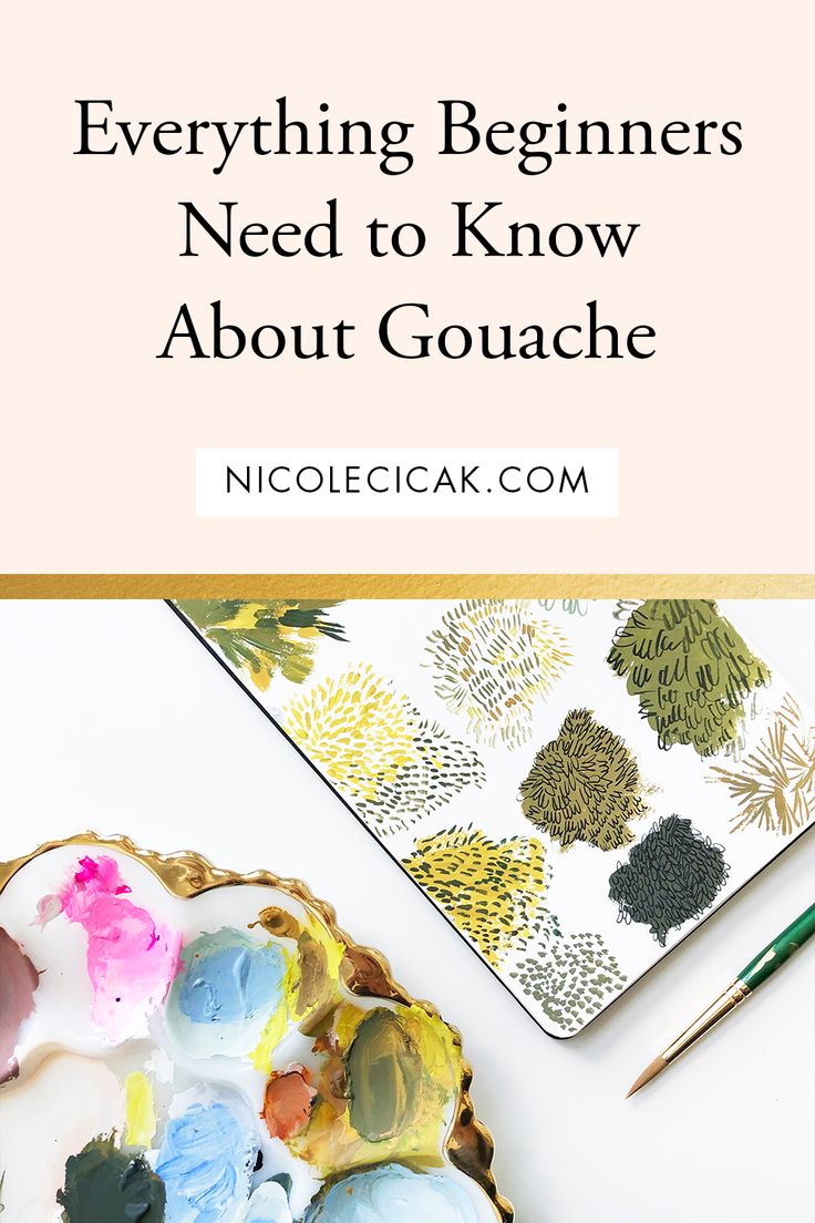 a bowl with paint on it and the words, everything beginners need to know about gouache