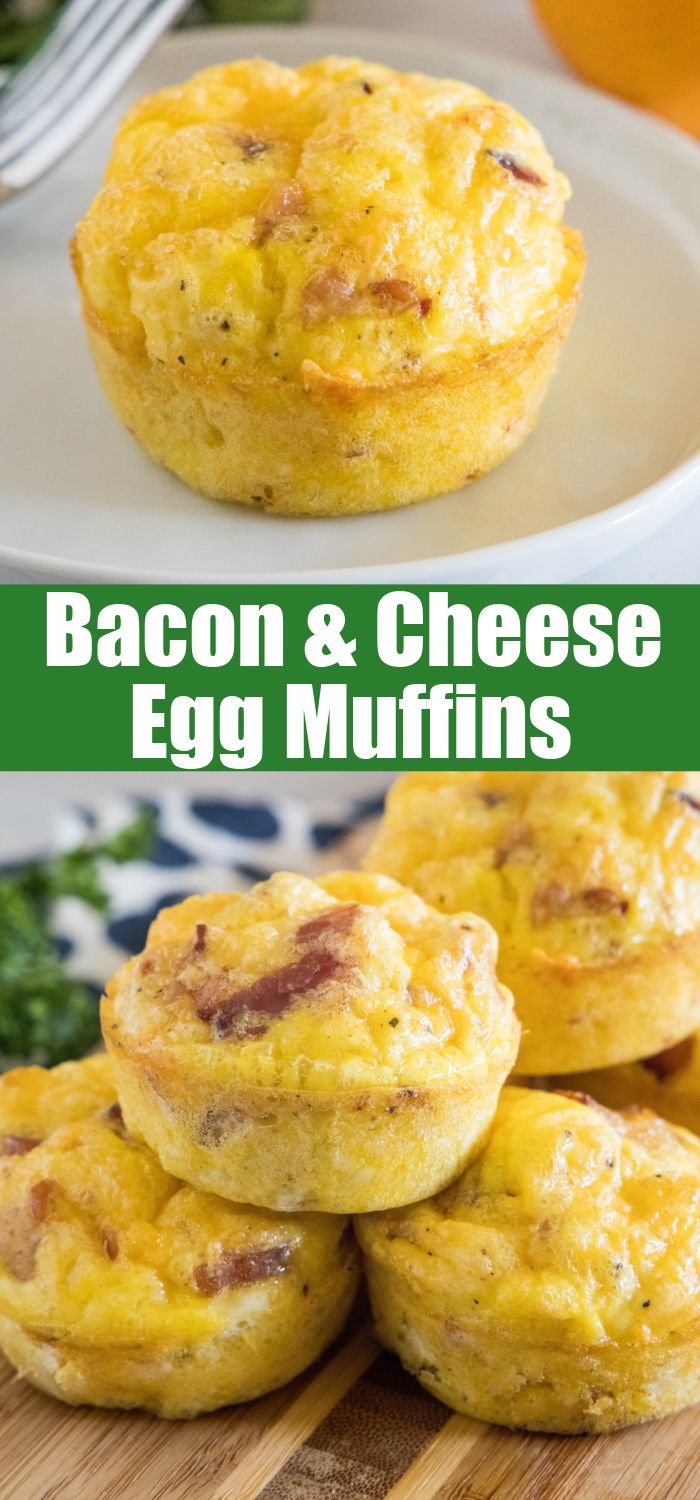 bacon and cheese egg muffins on a plate