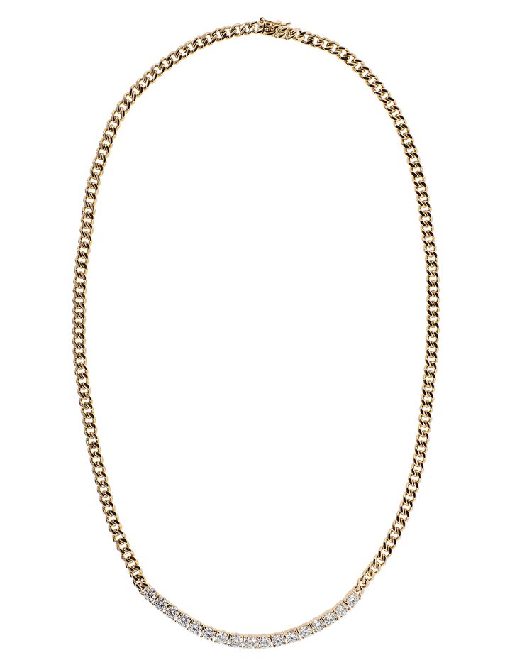 Chain link necklace by Anita Ko with a diamond line. 16" length with push hinge clasp closure. Diamonds (TW 2.44cts) Available in 18K Rose Gold Cuban Link Chain Necklaces, Anita Ko, Link Chain Necklace, Cuban Link Chain, Cuban Link, Rose Gold Necklace, Chain Link Necklace, Link Necklace, 18k Rose Gold