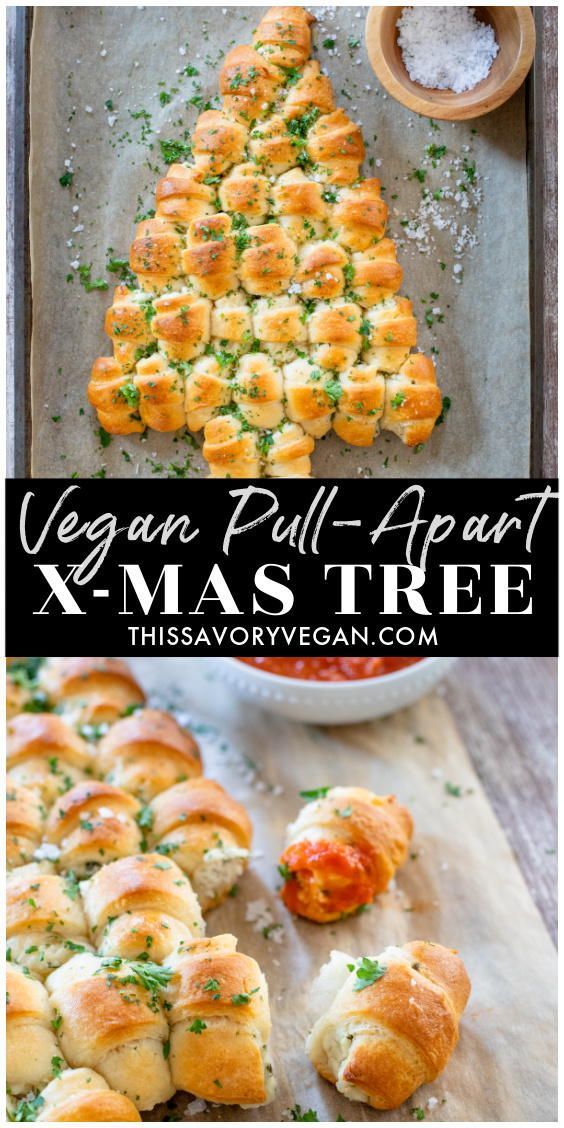 vegan pull apart x - mas tree made with bread and cheese