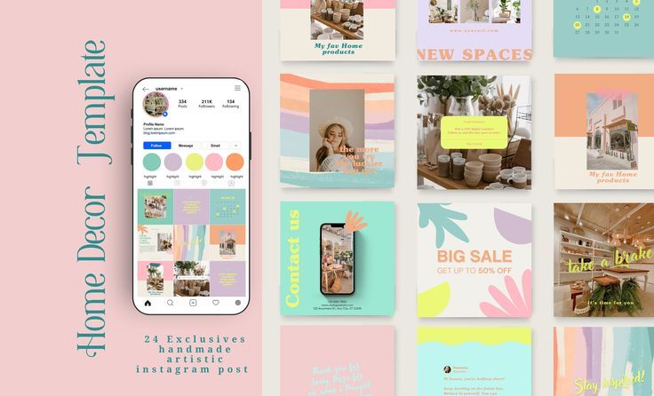 an image of a phone screen with photos on it and the text, home decor essentials new spaces