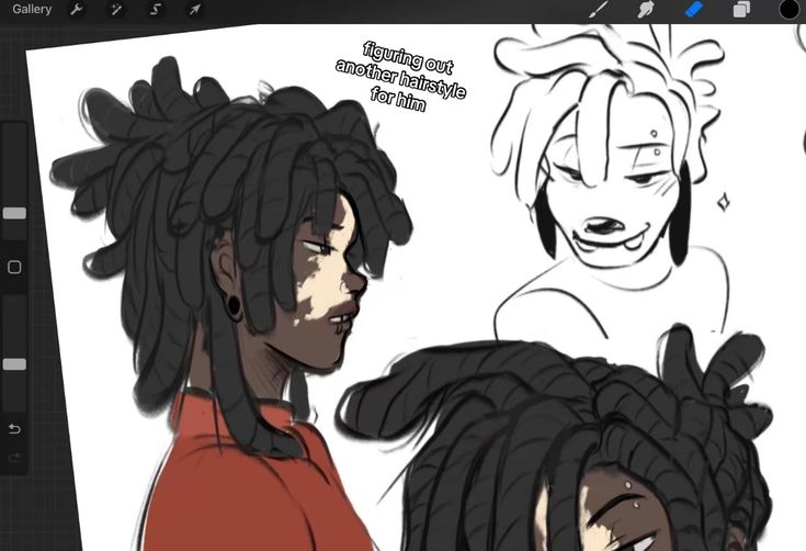 an animated drawing of two people with dreadlocks