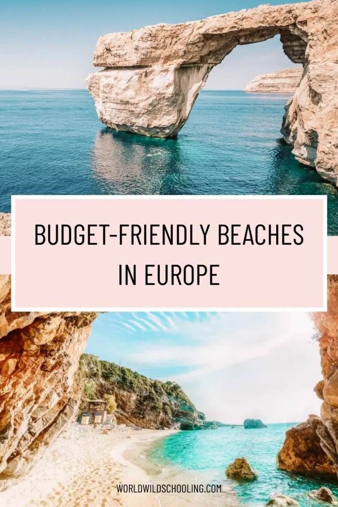 the beach in europe with text overlay that reads budget - friendly beaches in europe