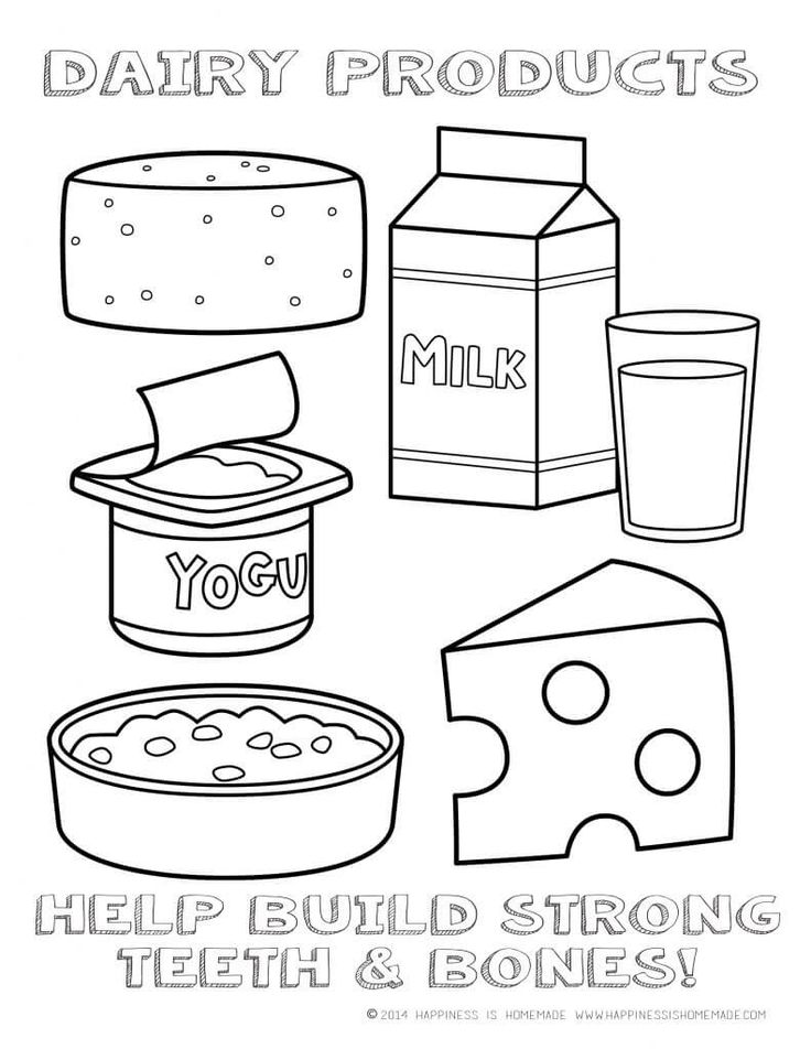 dairy products coloring page for kids