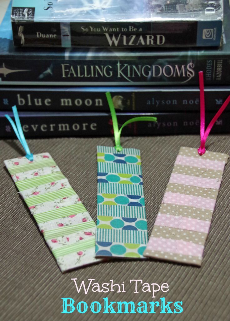 three books are stacked on top of each other with the title washi tape bookmarks