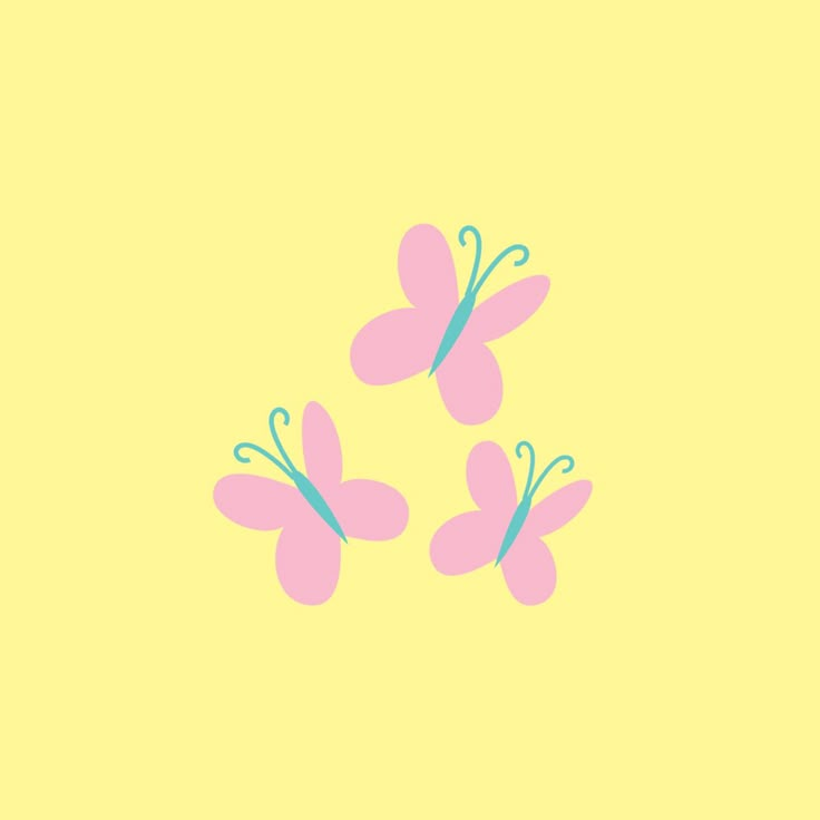 three pink butterflies on a yellow background