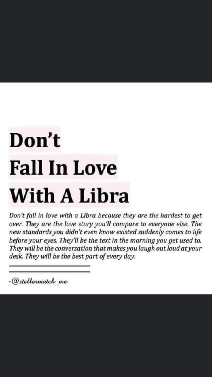 an ad with the words don't fall in love with a libra