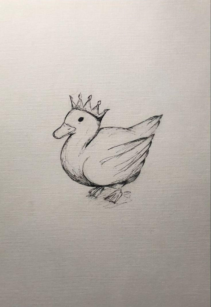 a drawing of a duck wearing a crown