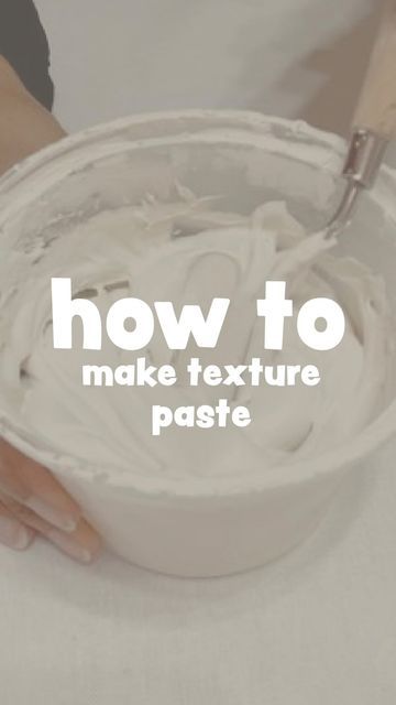 a person is mixing something in a bowl with the words how to make texture paste