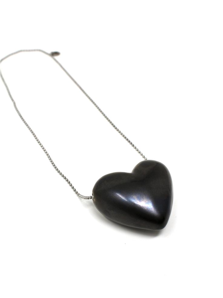 The Heart necklace features a glazed silver ceramic heart handmade by ceramists from Talavera de la Reina, Spain on a delicate stainless steel ball chain necklace. Heart Shaped Ball Chain Necklace For Gift, Heart-shaped Ball Chain Necklace Gift, Cotton Jewelry, Gray Jewelry, Ceramic Heart, Ball Chain Necklace, Traditional Crafts, Glazed Ceramic, Ball Chain