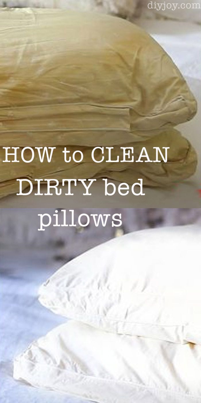 a pile of pillows with the words how to clean dirty bed pillows