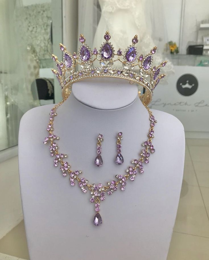 Pin by Rosemary Barroso-Ramirez on Quince Angélica in 2022 | Purple quince, Purple quinceanera ideas, Fancy jewellery Jewelry For Sweet 16, Rapunzel Quinceanera Crown, Tangled Quinceanera Crown, Light Purple Quinceanera Crown, Sweet 16 Makeup Lavender, Sweet 16 Lavender Dresses, Lavender Crown Quince, Rapunzel Quinceanera Theme Tiara, Purple Surprise Dance Outfit