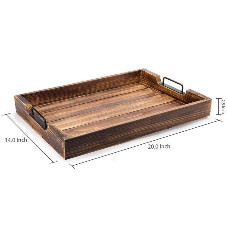 Industrial Wood Serving Tray with Metal Handles - MyGift Outdoor Serving Tray, Kitchen Crafts Diy, Antique Coffee Tables, Tv Tray, Wooden Serving Tray, Serving Tray Decor, Tray Wood, Wood Serving Tray, Ottoman Tray