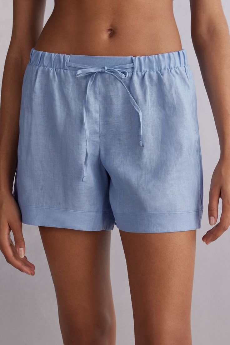 Linen Cloth Shorts | Intimissimi Summer Relaxation Pajama Shorts, Relaxed Pajama Shorts For Summer Relaxation, High-waisted Linen Shorts For Daywear, Relaxed Fit Pajama Shorts For Summer, Relaxed Spring Shorts For Relaxation, Daywear Pajama Shorts With Pockets, Spring Pajama Shorts For Relaxation, Relaxed Shorts For Relaxation In Spring, Summer Bermuda Pajama Shorts With Relaxed Fit