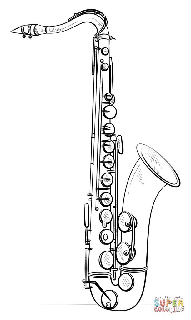 a drawing of a saxophone on a white background