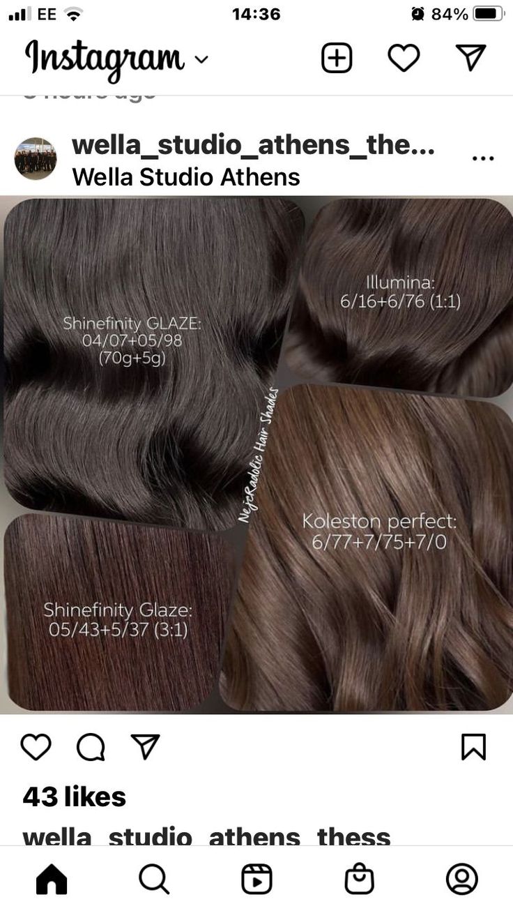 Cool Chocolate Brown Hair Formula, Chocolate Brown Wella Formula, Wella Brunette Hair Color, Light Brown Color Formula, Wella Brown Hair Color Formulas, Wella Brown Hair Color, Chocolate Brown Hair Formula Wella, Wella Ash Brown Formula, Wella Brown Color Formulas