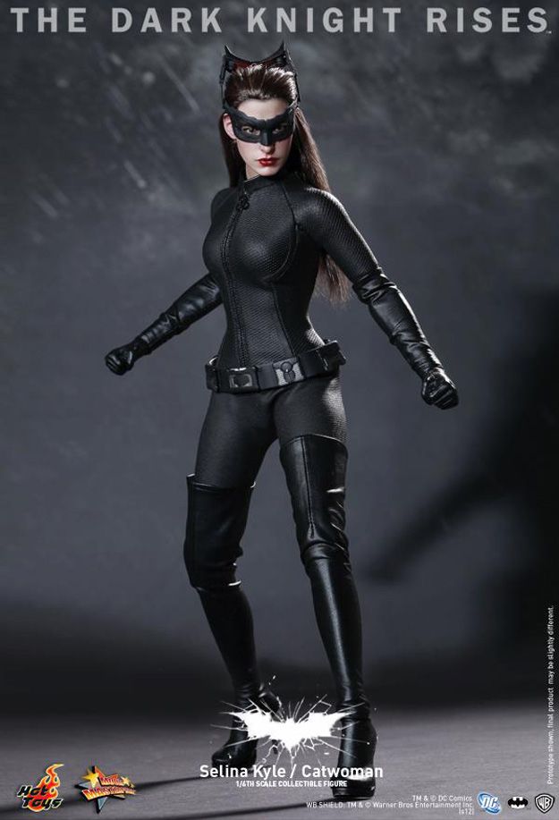 the dark knight rises catwoman action figure from sideswim toys is on display