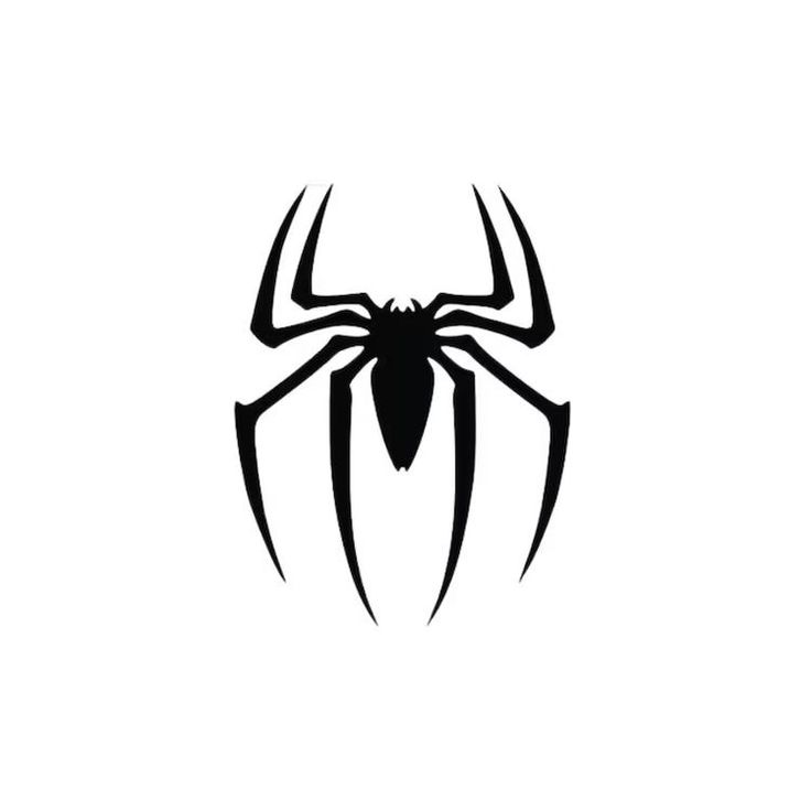 a black and white spider logo on a white background