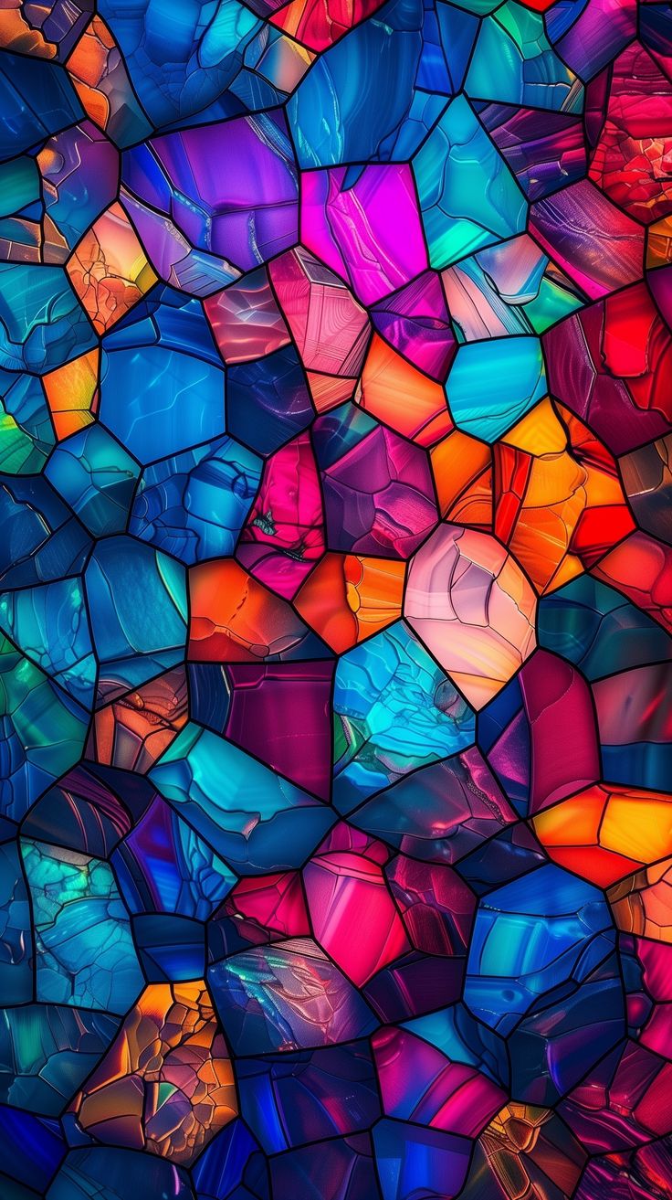 an abstract colorful background made up of many different shapes and sizes, all in bright colors