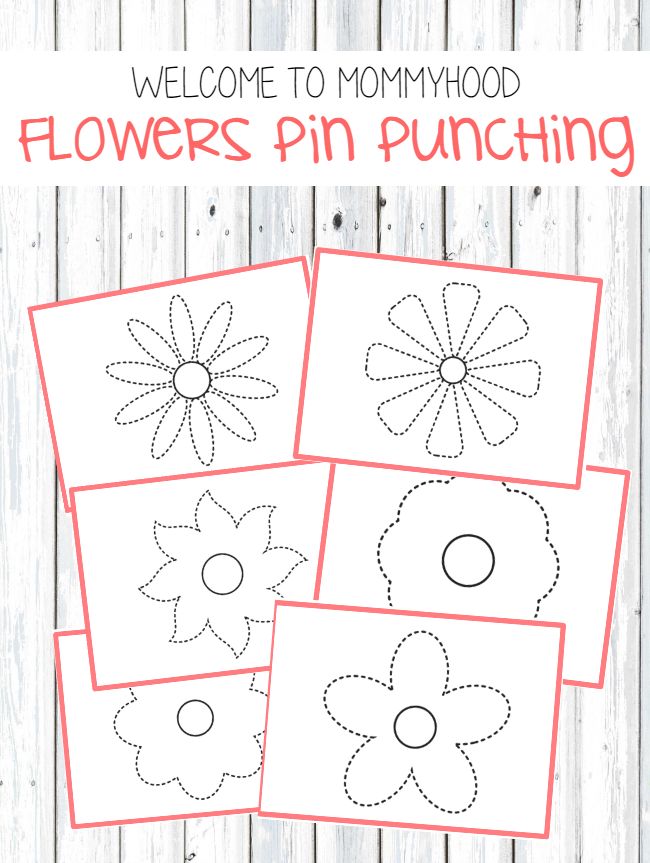 four flower punching pictures with the text welcome to mommyhood flowers in punching on them