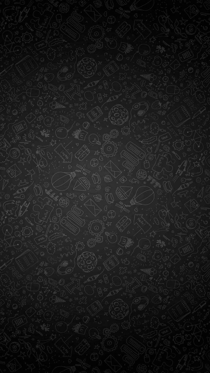 black and white wallpaper with doodles on it