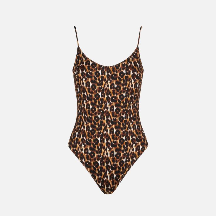 One piece swimsuitLeopard all over printDeep neckline on the backThin strapsHigh cut legsComposition: 90% Polyamide 10% Elastane Leopard Print Sleeveless Swimwear For Beach, Leopard Print Sleeveless Swimwear, Leopard Print Sleeveless Swimwear For Summer, Sleeveless Leopard Print Summer Swimwear, Leopard Print One-piece Swimwear For Beach, One-piece Leopard Print Beachwear Swimwear, Leopard Print One-piece Beachwear Swimwear, Leopard Print Sleeveless Swimwear For Pool, Fitted Leopard Print Bodysuit For Swimming