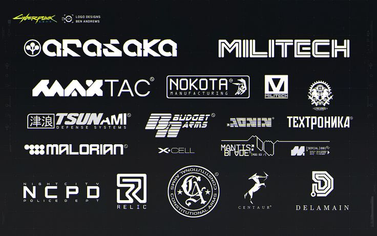 many different logos are displayed on a black background with white writing in the upper left corner