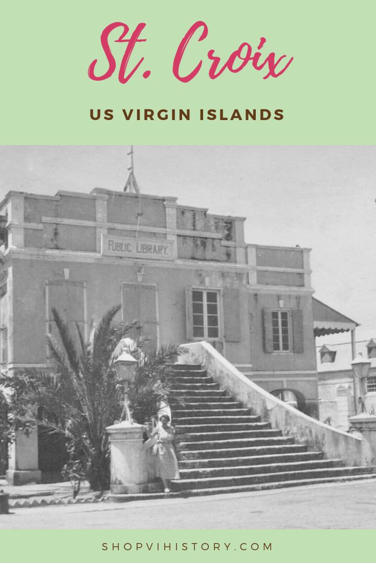 an old photo with the words st croix us virgin islands in front of a large building