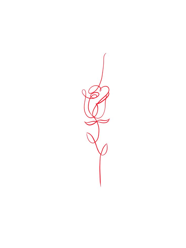 a red line drawing of a flower on a white background with the word love written in it