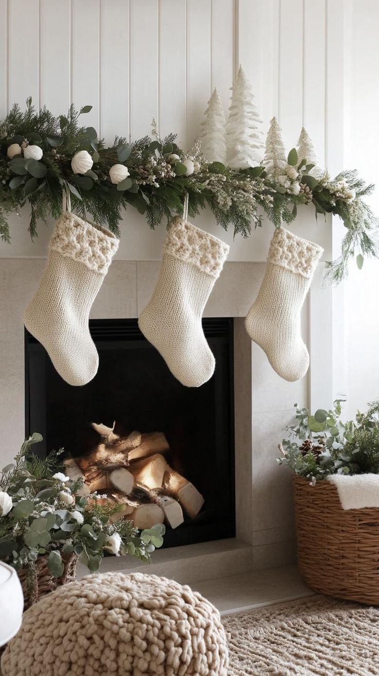 23 Super Cozy Christmas Fireplace Decor Ideas to Try 32 Farmhouse Christmas Decor Ideas, Christmas Mantel Decor, Mantel Decor Ideas, Birch Candles, Christmas Village Sets, Rustic Lanterns, Christmas Fireplace Decor, Christmas Mantel, Ornament Display