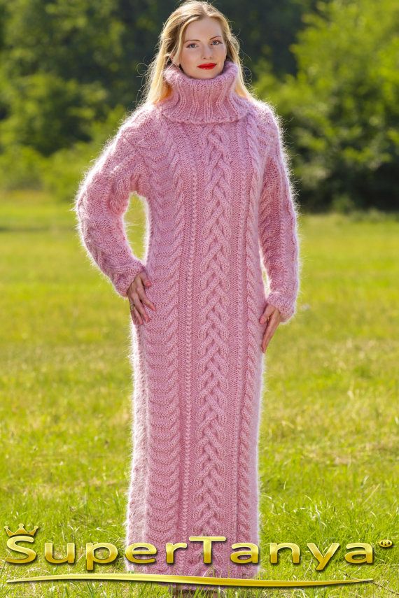 GORGEOUS Made to order hand knitted mohair dress by supertanya Mohair Dress, Fuzzy Robe, Hand Knitted Dress, Pull Mohair, Knit Gown, Handmade Knitwear, Aran Sweater, Maxi Robes, Mohair Sweater