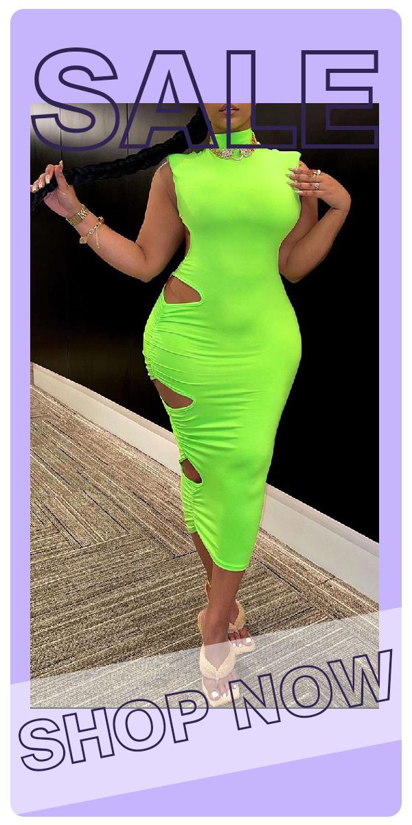 Green Sexy Solid Hollowed Out Half A Turtleneck Pencil Skirt Dresses Casual Stretch Bodycon Dress For Club, Casual Knee-length Bodycon Dress For Club, Summer Sheath Stretch Bodycon Dress, Summer Sheath Bodycon Dress With Stretch, Non-stretch Solid Color Bodycon Dress For Club, Trendy Fitted Dress With Cutout, Trendy Hollow Out Dresses For Night Out, Trendy Hollow-out Dresses For Night Out, Trendy Hollow Out Dress For Night Out