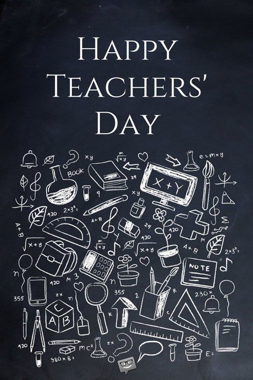 a chalkboard with the words happy teachers'day written on it and various school related items