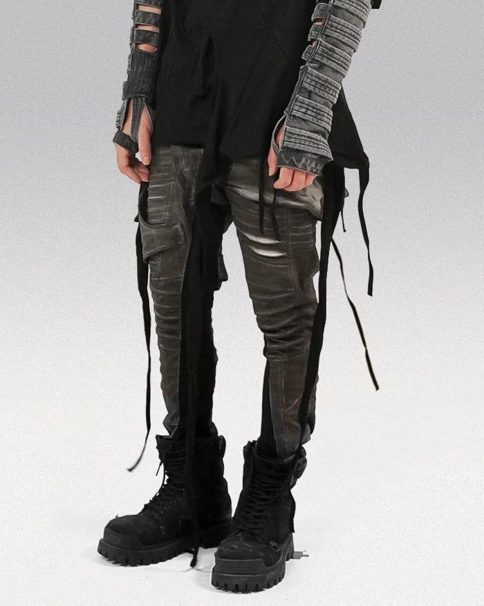 * Cyberpunk style pants "Hatsu" are in Asian size: Take one size bigger than your usual size. Redefine Your Look with the Cyberpunk Style Pants "Hatsu" Embrace the essence of futuristic fashion with the Cyberpunk Style Pants "Hatsu". These pants are designed for those who seek a bold, distinctive look, combining cyberpunk and dystopian elements to create an unforgettable style. Made from premium, durable materials, these pants are perfect for urban adventurers and fashion enthusiasts. The unique Gothic Winter Streetwear Bottoms, Edgy Pants For Alternative Fashion In Winter, Gothic Streetwear Pants For Winter, Baggy Punk Bottoms For Cosplay, Black Punk Style Jeans For Festivals, Black Punk Jeans For Festival, Punk Style Bottoms With Belt Loops For Winter, Cotton Bottoms For Cosplay In Fall, Punk Style Straight Leg Cargo Pants