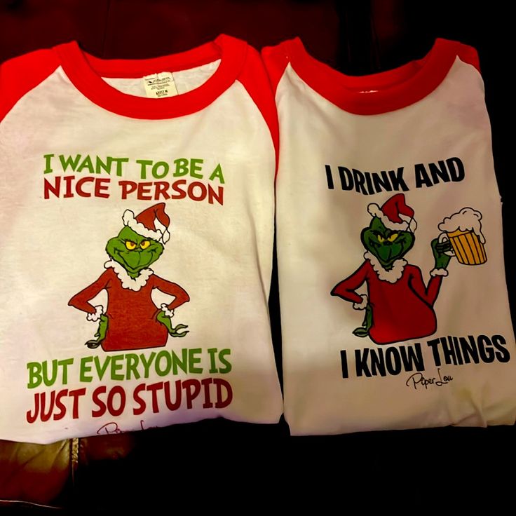 Just In Time For The Holidays For All You Grinch Lovers. The Brand Is Piper Lou And These Shirts Are Just Adorable. They Are Both Brand New One Has Been Worn Once Last Year For Christmas Eve And The Other One Has Never Been Worn. No Rips, Stains Or Tears And A Smoke Free Home. The Price Is For Both Shirts. Grinch Shirt Ideas, Grinch Tee Shirts, Mrs Claus Married To The Grinch Shirt, Grinch Shirts Iron Ons, Grinch Christmas Shirts Teepublic, Resting Grinch Face Long Sleeve Shirt, Grinch Shirts, Grinch, Lady In Red