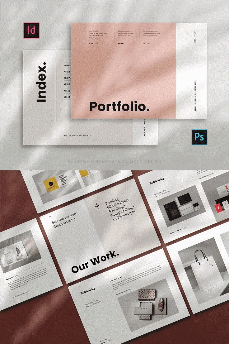 the brochure is designed to look like it has many different colors and shapes