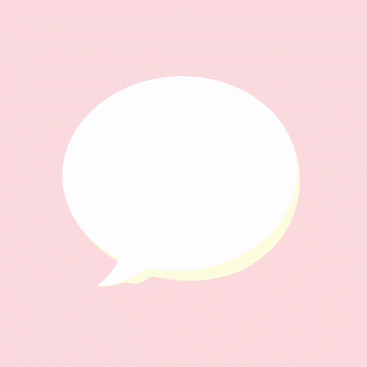 a white speech bubble on a pink background