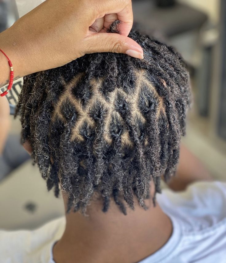 Dreadlock Parting Styles, Diamond Dreadlock Parting, Starter Locs Diamond Parts, Different Loc Parts, Diamond Part Starter Locs, Diamond Loc Parts, Diamond Part Loc Styles, Locs With Diamond Parts, C Shaped Parts Locs