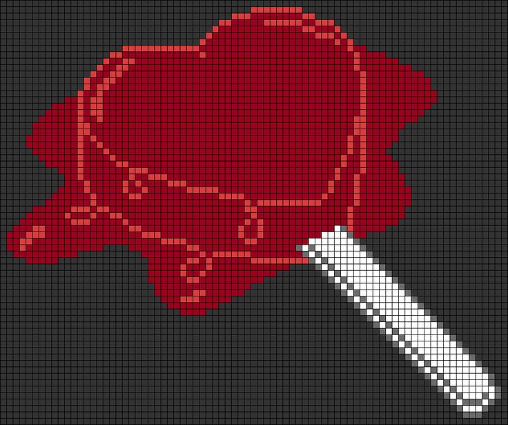 a cross stitch pattern with a red heart and a white toothbrush in the middle